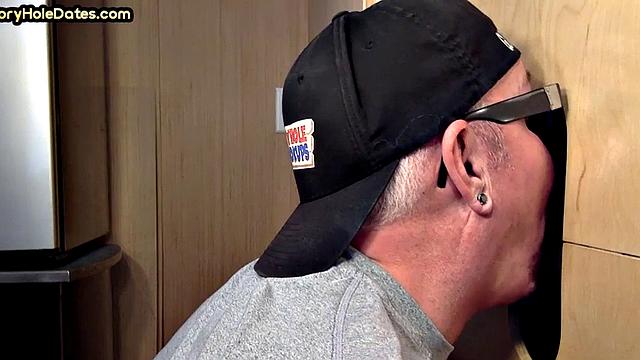 Cum-loving gloryhole DILF sucks BF's dong for mouthful of jizz