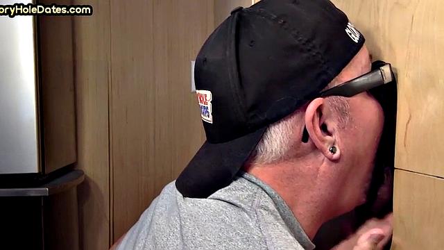 Cum-loving gloryhole DILF sucks BF's dong for mouthful of jizz