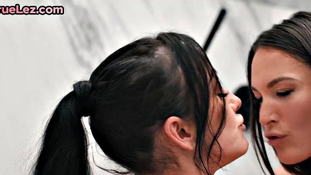 Stunning Lesbian toyed in pussy