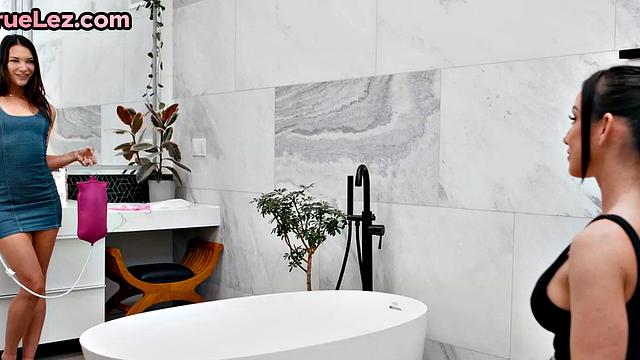 Stunning Lesbian toyed in pussy