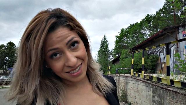 Sexy public babe fucked by big dick in wet pussy