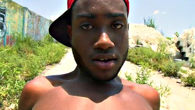 Black bottom by white jock outdoor till cumshot