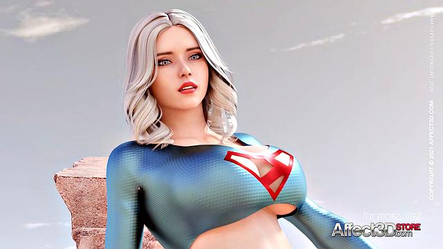 Big tits superhero futa babes having sex in the desert in a 3D animation