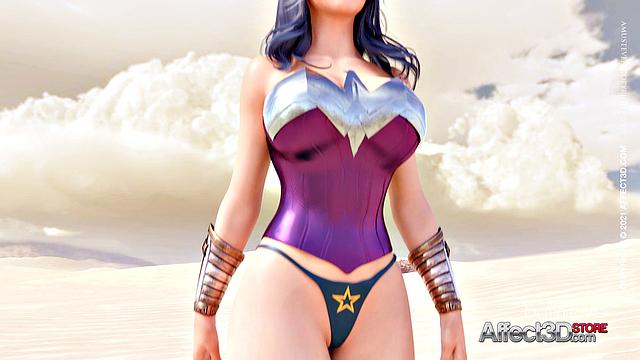Big tits superhero futa babes having sex in the desert in a 3D animation