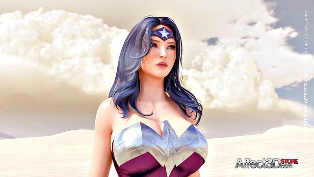 Big tits superhero futa babes having sex in the desert in a 3D animation