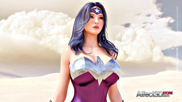 Big tits superhero futa babes having sex in the desert in a 3D animation