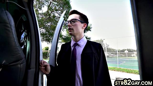 Pulled skinny cocksucked in van