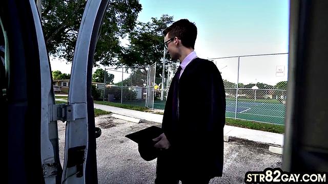 Pulled skinny cocksucked in van