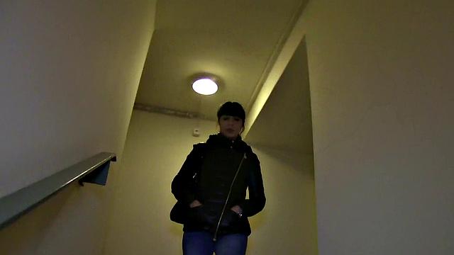 Brunette hottie gets her tight pussy pounded in doggystyle while showing off her tattoo