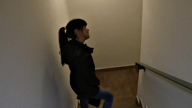 Brunette hottie gets her tight pussy pounded in doggystyle while showing off her tattoo