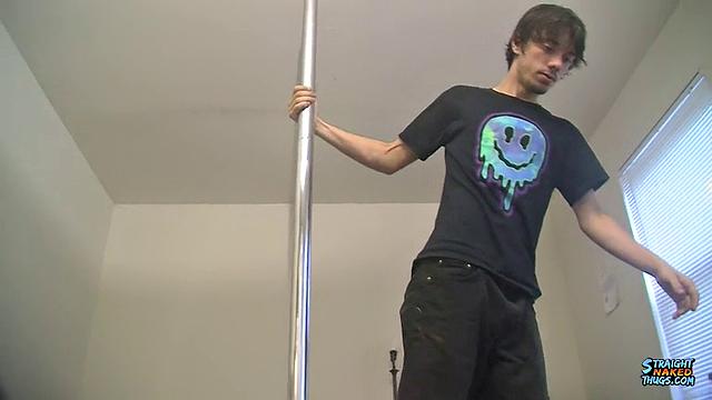 Chad Turner's Stripper Pole Stroking Performance!