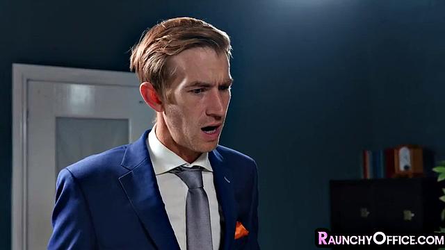 Office geeky bending for boss