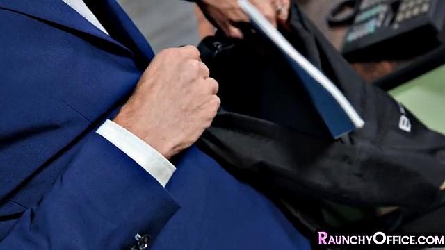 Office geeky bending for boss