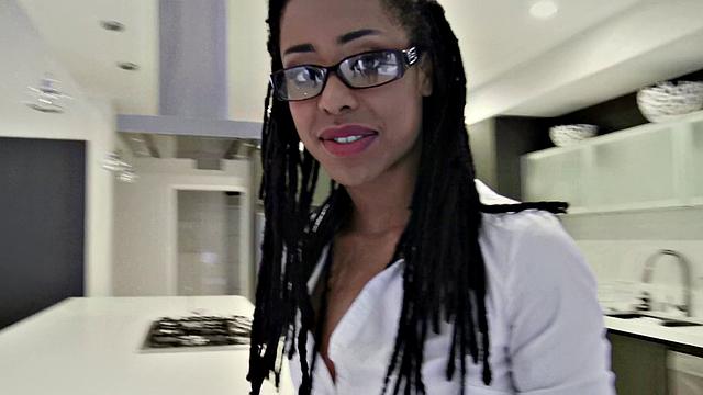 Kira's tight ass and abs get a workout in the kitchen with a hot fuck and a facial