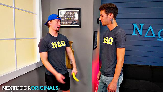 Mischievous Fratboy Tests Out Gloryhole with Sexy Twink - NextDoorStudios