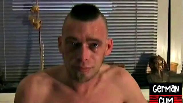 Masked German gay fucked in homemade bareback orgy