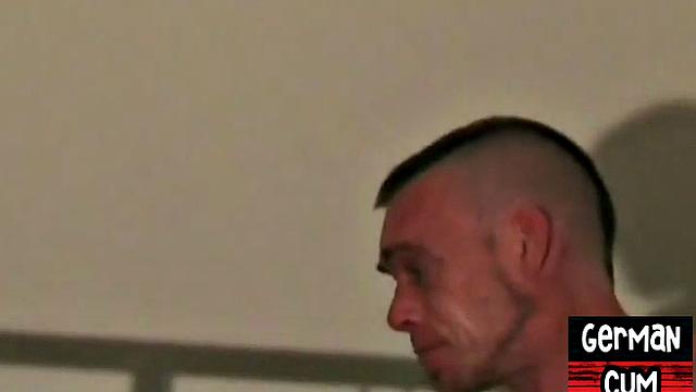 Masked German gay fucked in homemade bareback orgy