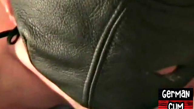 Masked German gay fucked in homemade bareback orgy