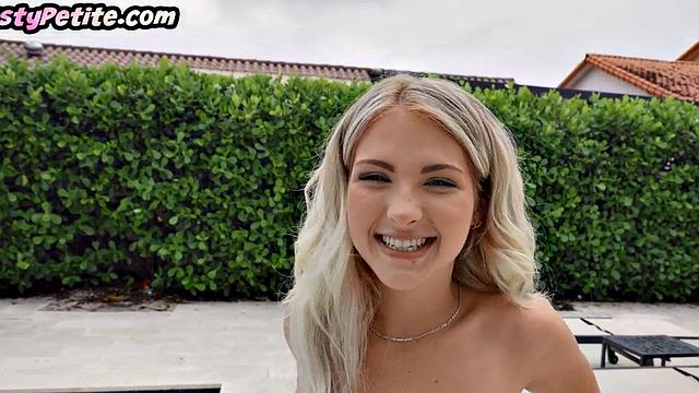 Petite influencer with big cock outdoors