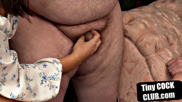 Watch how dominas humiliates and dominates curvy loser while cucking him in CFNM group