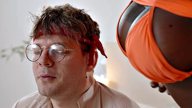 Seductive Ebony tattooed MILF fucked under candles