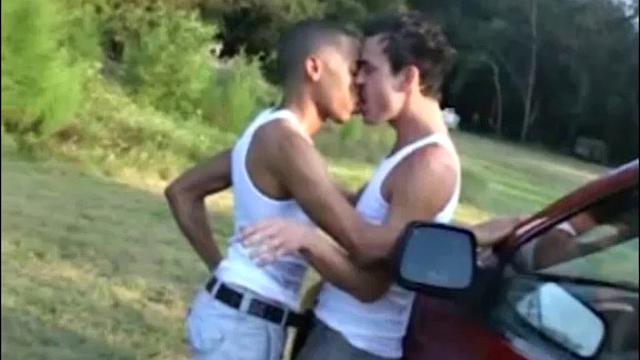 AJ and Sebastion Blaque hook up for some hot outdoor fun. AJ drops to his knees and Sebastian feeds him. After trading blowjobs, AJ plows into Sebastian's ass and gives him a good long session.