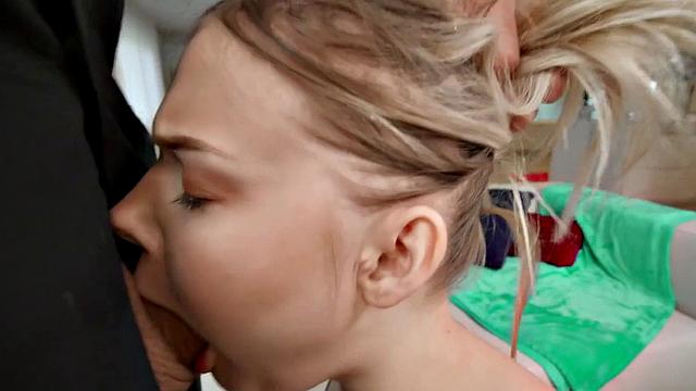 Squirty 21yo slut deep fucked in throat and pussy by BF