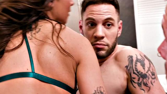 Bisex tattooed babe in lingerie licked and Fucked in 3way