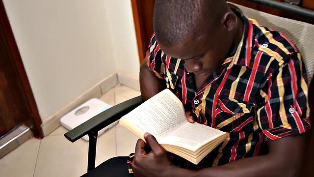 Petite African twink jerks cock and cums in solo tugging