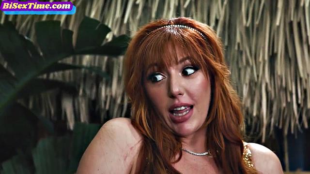 Busty ginger MILF cocksucking guys