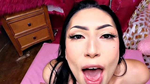 Stepteen Latina teases and talks before masturbating