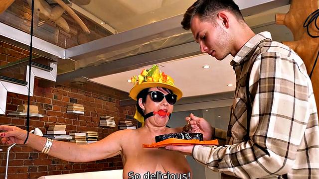 SHAME4K. Guy finds brunette being tied up and provides some hot services