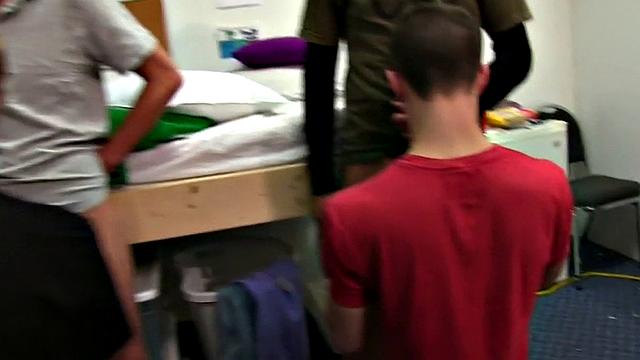 Str8 dormitory stud hazed and fucked for frat voyeurs