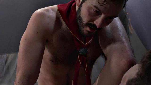 Gaydaddy scout outdoor fucks newbie under tent