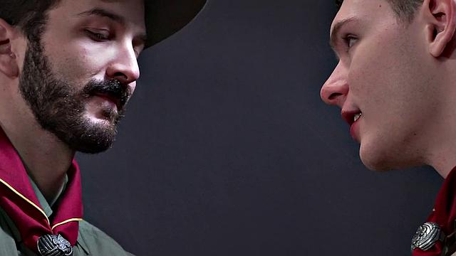 Gaydaddy scout outdoor fucks newbie under tent