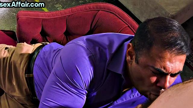 Bisex inked 21yo gets fucked in 3some after getting caught