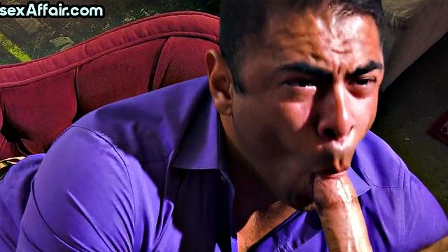 Bisex inked 21yo gets fucked in 3some after getting caught