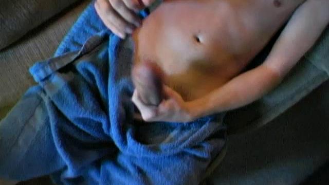 Here's a cute impromptu jerk off scene, made just after Devin Moss gets out of the shower...all horny and hard. This 18 year old packs 10 inches of uncut meat that has no difficulty getting up and ready for action.