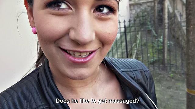 Hot Brunette Sucks Cock