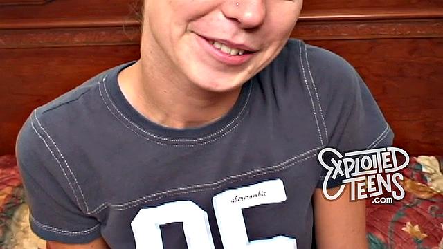 A teen with a hairy pussy in panties & lingerie give a hot blowjob and take a hard pounding from behind