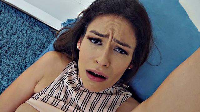 Katana's standing up fantasy: Hot Latina with brown hair gives you a hot outdoor handjob and gets doggystyled