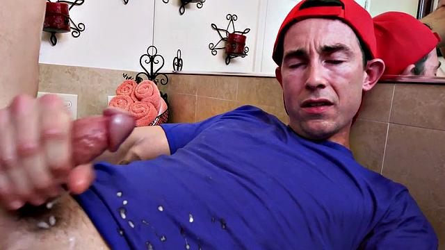 Blonde pornstar gets her ass pounded hard in the bathroom, with glasses on!