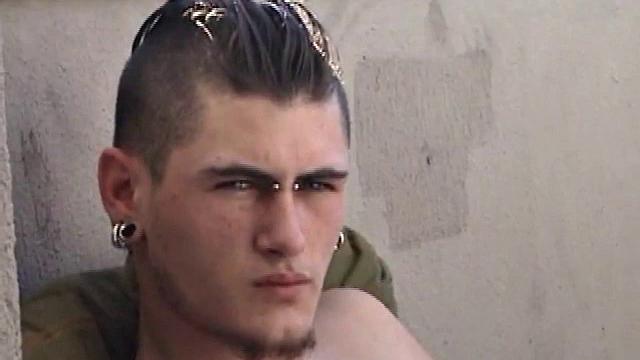 Pony rubs his pierced cock in the afternoon sun. He stands up and asks if we would like to see his dick. Of course! What follows is a jerk off session with a happy ending.