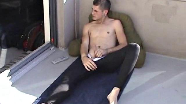 Pony rubs his pierced cock in the afternoon sun. He stands up and asks if we would like to see his dick. Of course! What follows is a jerk off session with a happy ending.