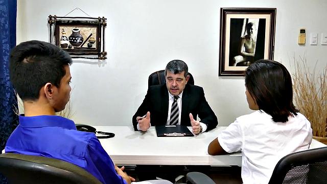 Slim Asians banged in office by mature boss