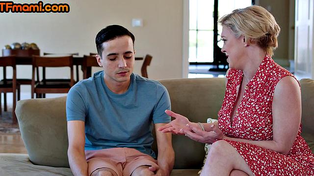 DTF tattoed stepmom riding stepsons in cowgirl