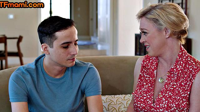 DTF tattoed stepmom riding stepsons in cowgirl