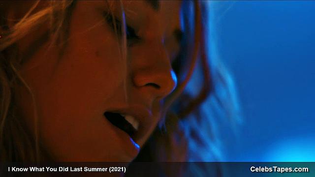 Madison Iseman and her brunette friend get down and dirty in a thong-clad uniform kissing frenzy