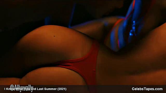 Madison Iseman and her brunette friend get down and dirty in a thong-clad uniform kissing frenzy