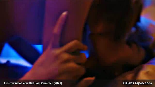 Madison Iseman and her brunette friend get down and dirty in a thong-clad uniform kissing frenzy